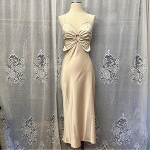 Urban Outfitters Cream Bow Midi Dress